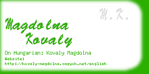 magdolna kovaly business card